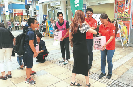 平成30年7月豪雨災害では、熊本で募金活動や広島でボランティアを行った
