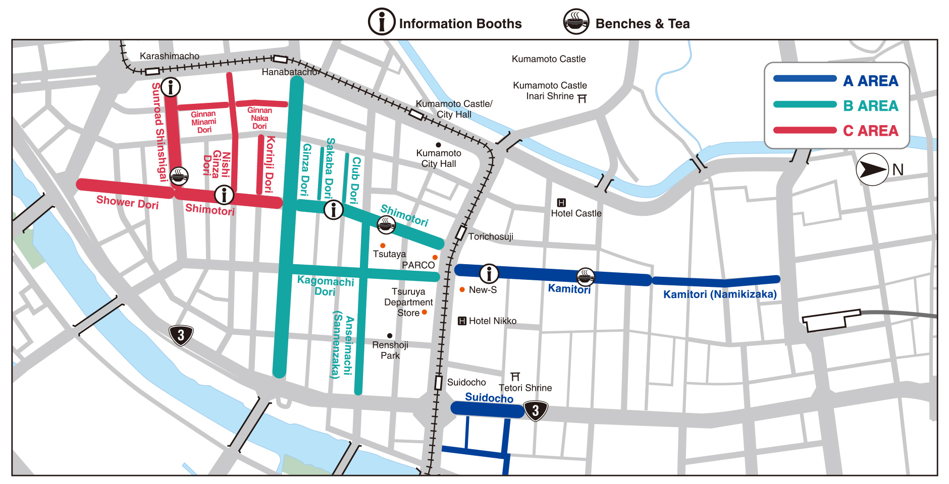 Kumamoto City Downtown Map