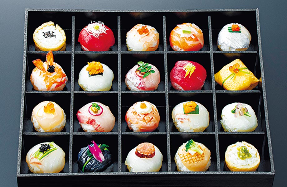 人気商品「手毬寿司」4000円は、多彩なネタで華やかに（前日までに要予約）