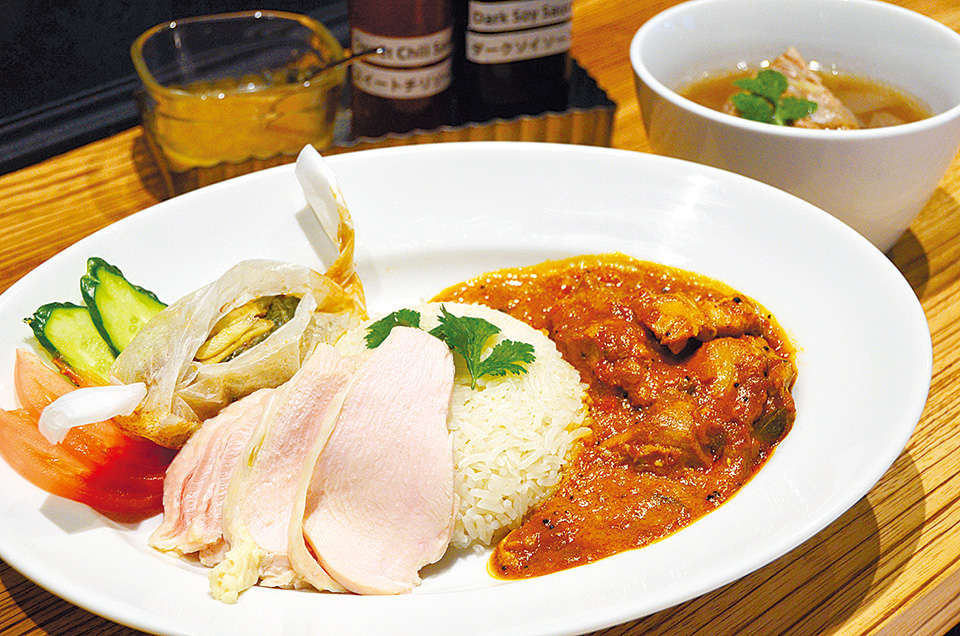 SINGAPORE RESTAURANT＆BAR 獅子虎 骨付きの豚肉を使ったスープ肉骨茶や紙包鶏も付くスペシャル4種セット1580円