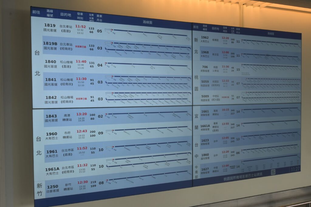 桃園空港から台北に向かう路線以外に、宜蘭や新竹、台中などに向かう路線もあります