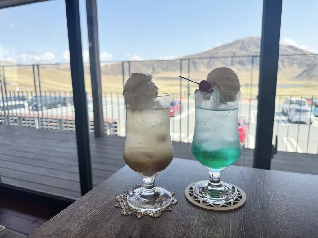 国産あらごしソーダレモネードとラムネ味のクリームソーダ