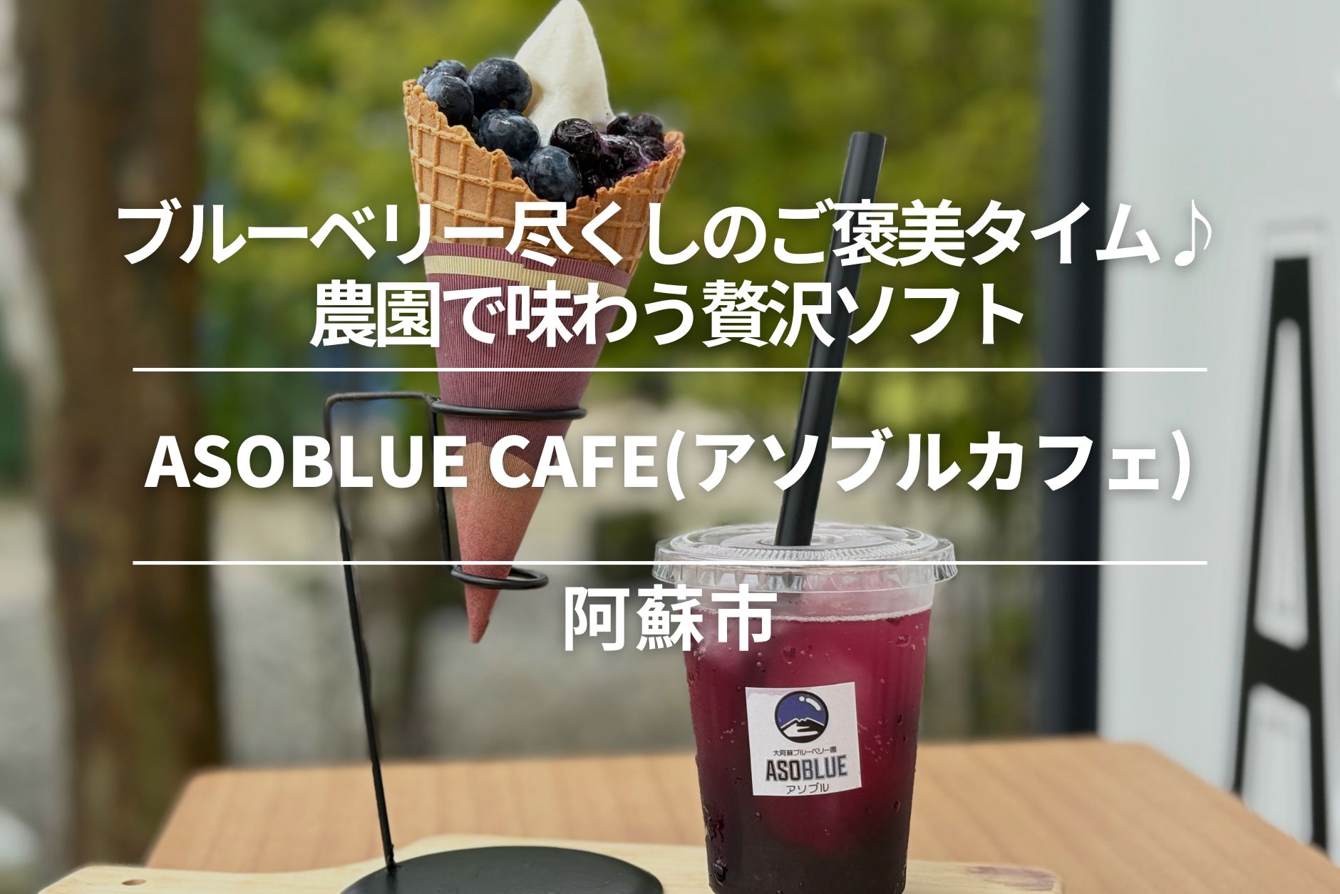 ASOBLUE CAFE(アソブルカフェ)・阿蘇市|ブルーベリー尽くしのご褒美タイム♪農園で味わう贅沢ソフト&ドリンク
