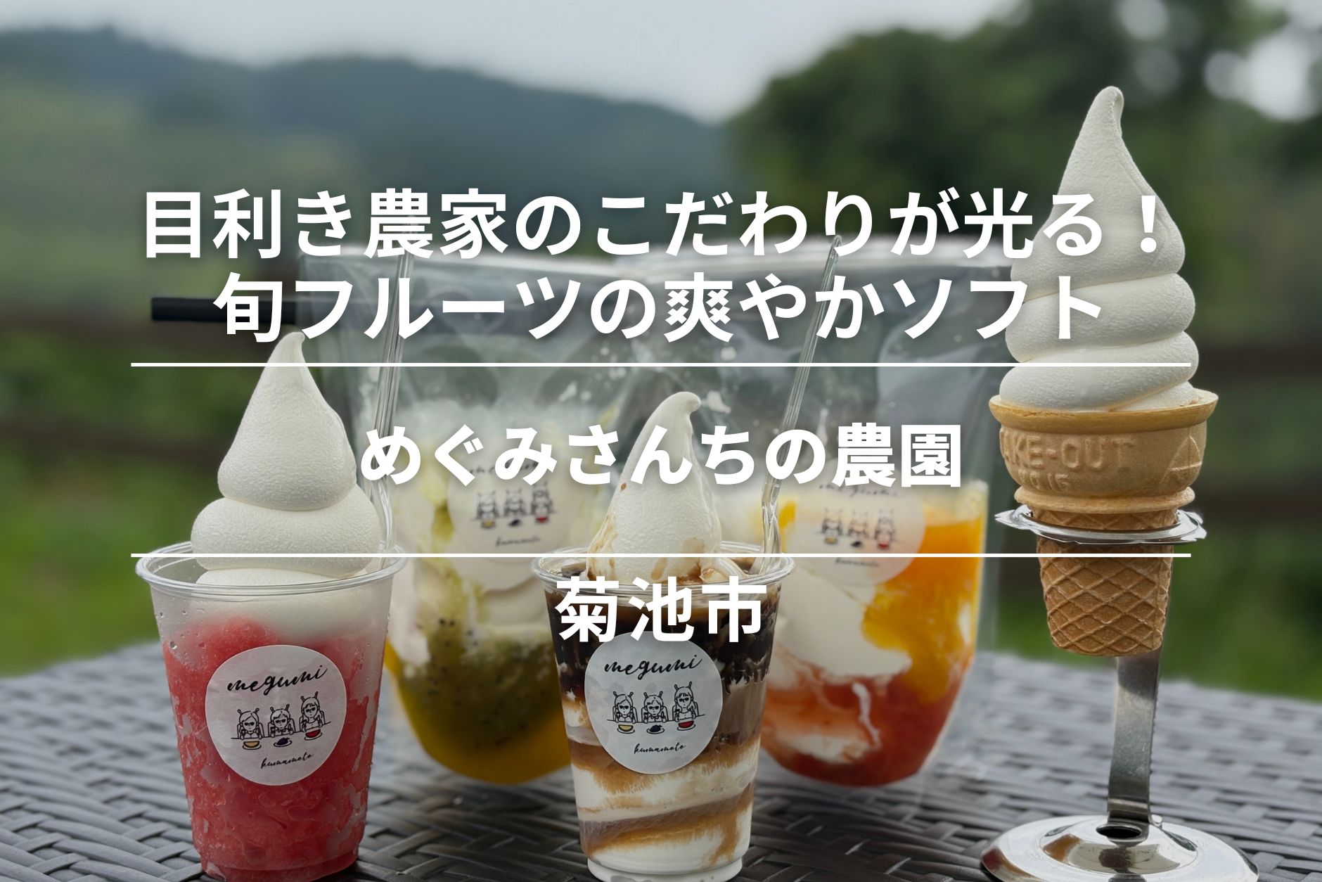 めぐみさんちの農園・菊池市｜目利き農家のこだわりが光る！旬フルーツの爽やかソフト