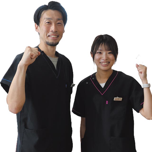 あさはら整形外科 岡 健太郎さん（左）・井上沙弥香さん