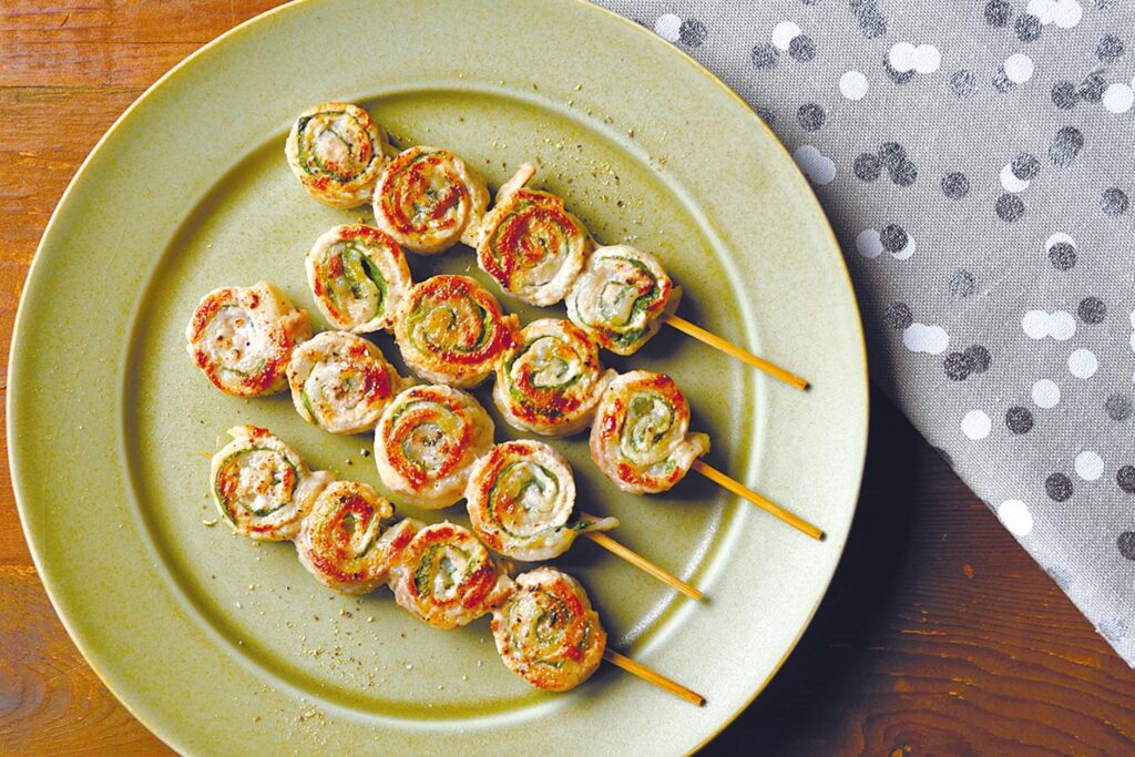 大葉の見た目と香りがアクセント「豚肉と大葉の串焼き」