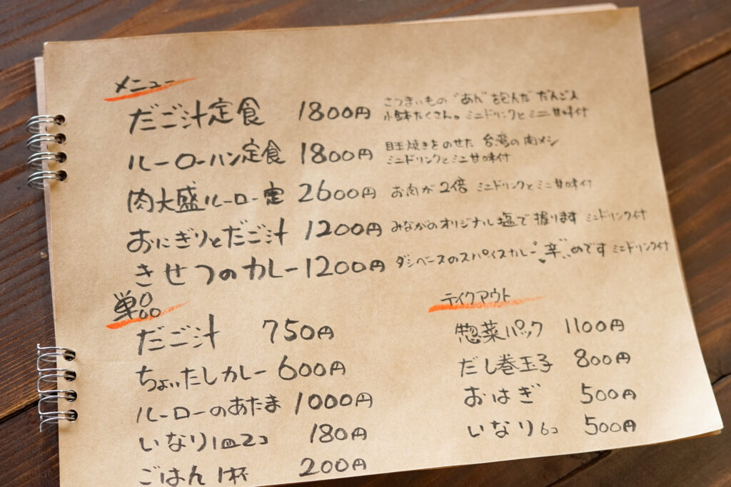 みながのメニュー