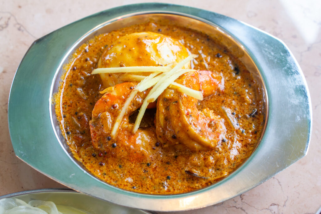 チキンカラヒとエビたま