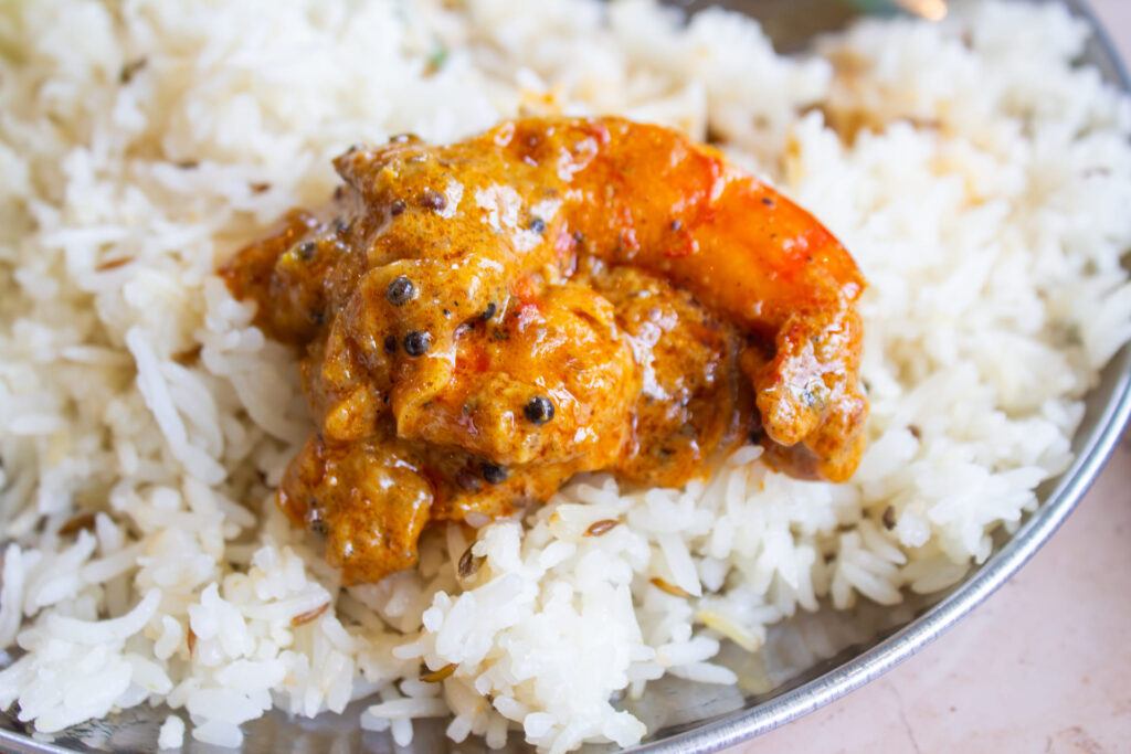 チキンカラヒとエビたま